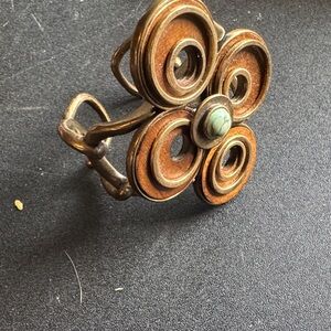 Vintage Style Bronze and Wood Bracelet